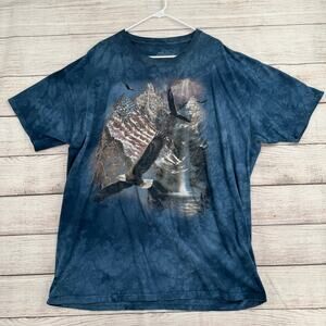 The Mountain American Flag Eagle Tie Dye Shirt Mens 3XL Blue